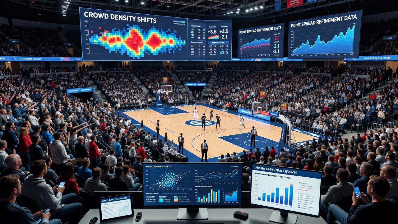 Heatmap-Darstellung von Zuschauerdichte-Verschiebungen während eines Basketball-Spiels