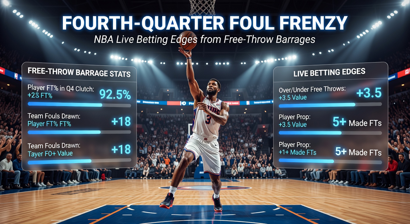 Dramatische Szene eines NBA-Fouls im Schlussviertel mit Spielern am Boden und Zuschauern in Ekstase, Schweiß und Spannung pur