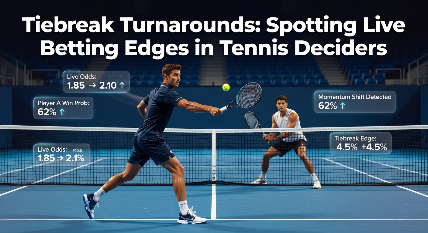 Ein intensiver Tiebreak-Moment auf dem Tennisplatz, bei dem ein Spieler einen entscheidenden Punkt schlägt, während der Gegner frustriert zuschaut